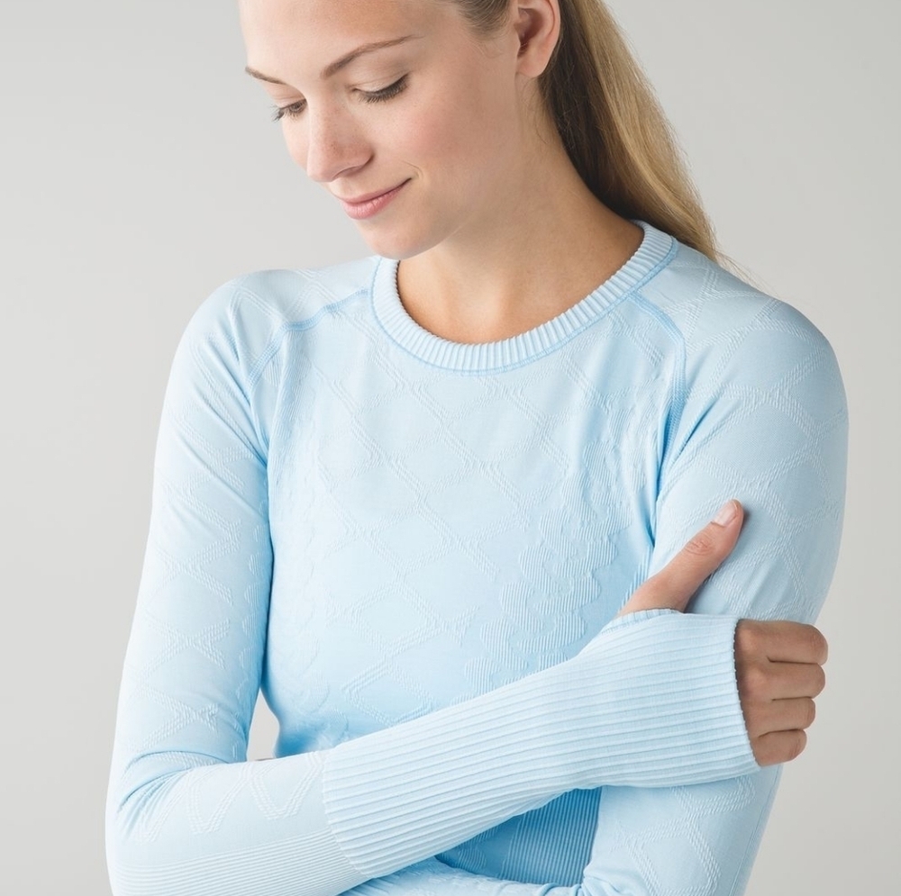 Lululemon Rest Less Pullover Long Sleeve Top Swiftly Heathered Caspian Blue 4 - Picture 2 of 7
